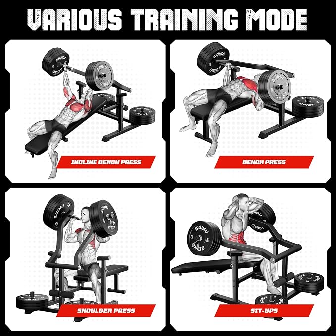 Chest Press Machine, GOIMU Z1-PRO Weight Bench Press Machine with Independent Arms, Adjustable Flat Incline Bench Press for Chest, AB Workout Home Gym Equipment