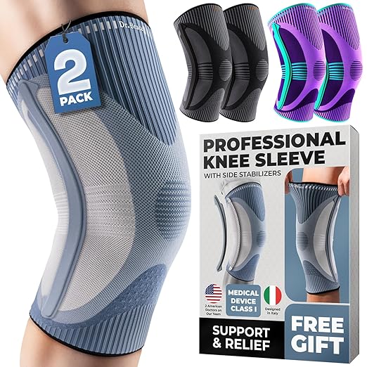DR. BRACE ELITE Knee Brace with Side Stabilizer (2 Pack) Knee Brace | for Women & Men, Workout, Sports, Daily Knee Compression Sleeve for Maximum Knee Pain Support & Fast Recovery