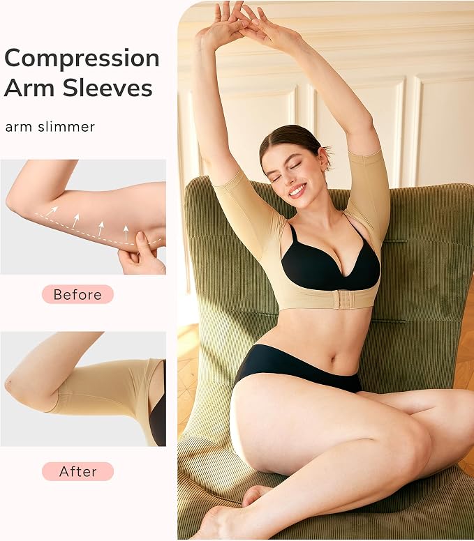 LODAY Arm Compression Sleeves for Women Lipo Upper Arm Shaper Post Surgery Slimming Arm Sleeve