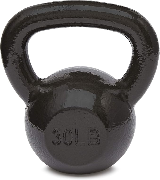 Amazon Basics Cast Iron Kettlebell for Strength Training, Textured Wide Handle, Black