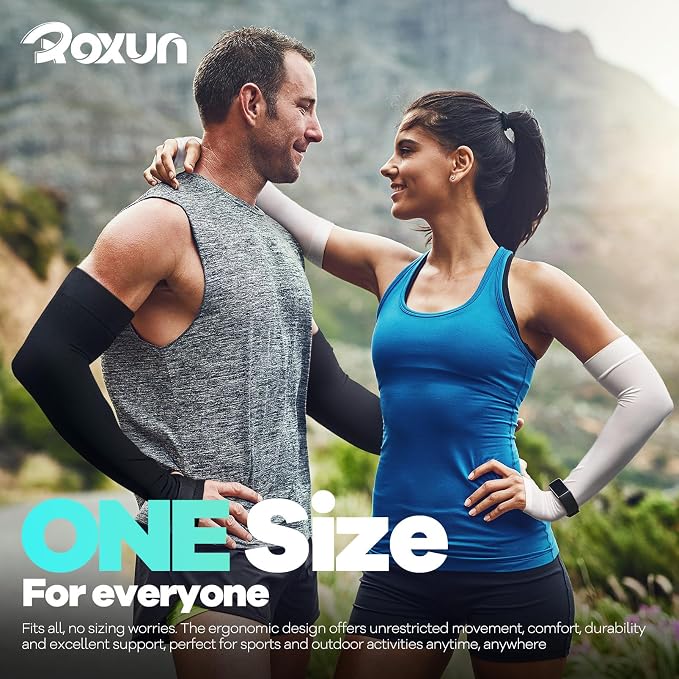 ROXUN Arm Sleeves with Thumb Hole, Cooling UV Sun Protection for Men/Women | High‑elastic fabric,compression tattoo cover up for men/women,great for outdoor activities