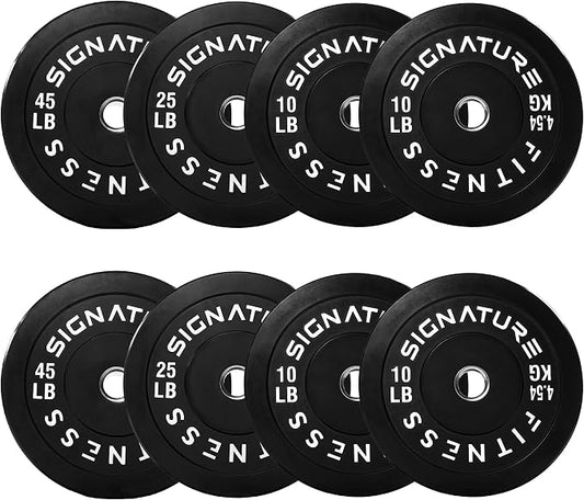 Fitvids 2-Inch Olympic Rubber Weight Plates Sets, Bumper Plates Set with Barbell for Strength Training, 180-390 Lbs Multiple Options