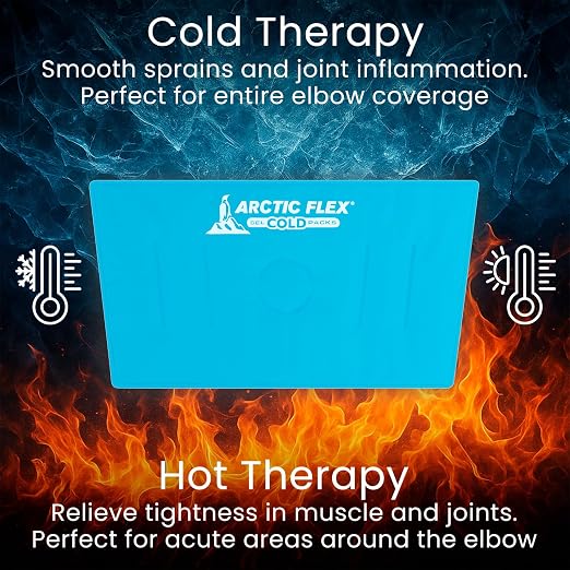 Vive Compression Elbow Ice Pack Wrap w/Inflatable Pump - Pain Relief | Fractures, Tendonitis, Tennis Elbow & Post Surgery Recovery - Adjustable Hot & Cold Therapy Brace - Arctic Flex Gel