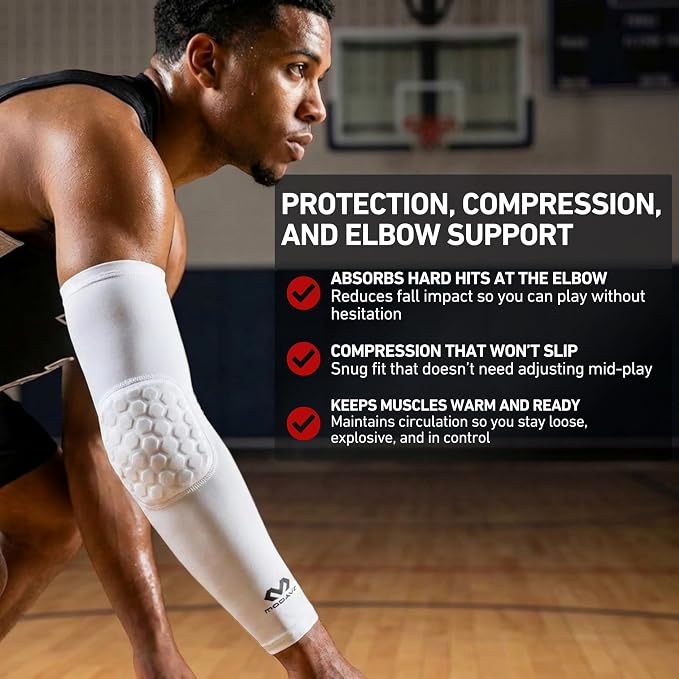 McDavid HEX Shooter Arm Sleeve Single Padded Compression Sleeve Basketball Football Sports Protection