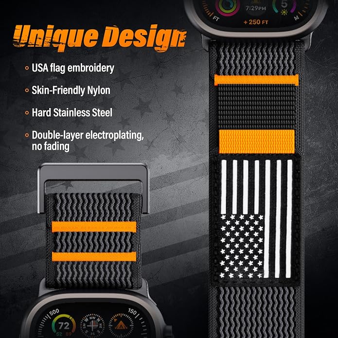Nylon Sport Ultra 3 Watch Bands for Apple Watch/Ultra 2/1/Series 11/10/9/8/7/6/SE/5/4/3 Men iWatch Bands Men,Elastic Fabric Flag Wristbands Strap for Apple Watch Ultra 3/2/1 49mm 46mm 45mm 44mm 42mm 41mm 40mm 38mm