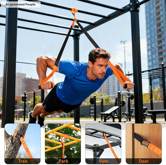 TOBWOLF Suspension Strap Training Kit, Full-Body Workout for Home Outdoor | Built-in Door Anchor, Compact Carry Bag, Adjustable Training Straps, Bodyweight Core & Strength Training, for Travel & Home