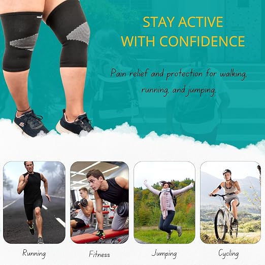 Wonder Care 2-Pack Bamboo Knee Compression Sleeve for Men and Women, Compression Knee Sleeve for Running, Volleyball, Gym Weightlifting Made from Bamboo Yarn, Perfect Knee Brace for Knee Pain and Enhanced Comfort - 1 Pair