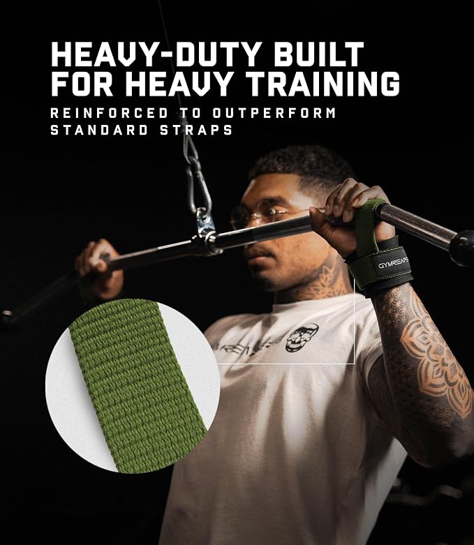 Gymreapers Weight Lifting Straps With Dowel - Wrist Straps for Weightlifting - Workout Deadlift Wrist Weights - Reinforced Stitching & Padded Fit Gym Accessories for Strength & Gym Hand Grip