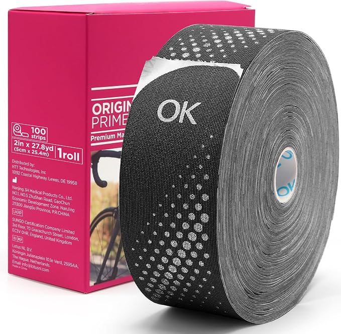 OK TAPE Kinesiology Tape Synthetic Precut 100 Strips 2inch x 27.8yd 1 Roll | Waterproof Kinesiology Athletic Tape for Joint & Muscle, Wrist Support, Reflective and Durable Tape Black