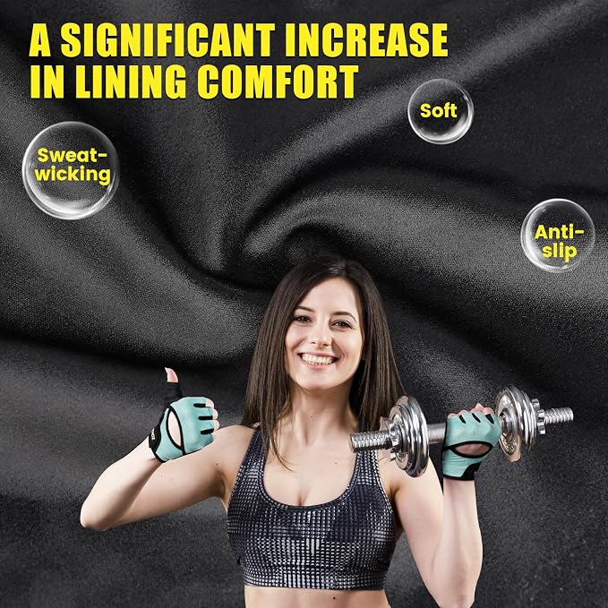 HOZMOZ Ventilated Weight Lifting Gloves, Thick Padded Workout Gym Gloves with Full Palm Protection & Grip & Shock Absorption for Women & Men's Fitness Exercise Training