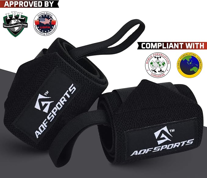 AQF Wrist Wraps for Weightlifting & Powerlifting, 18" USPA Approved (Pair)