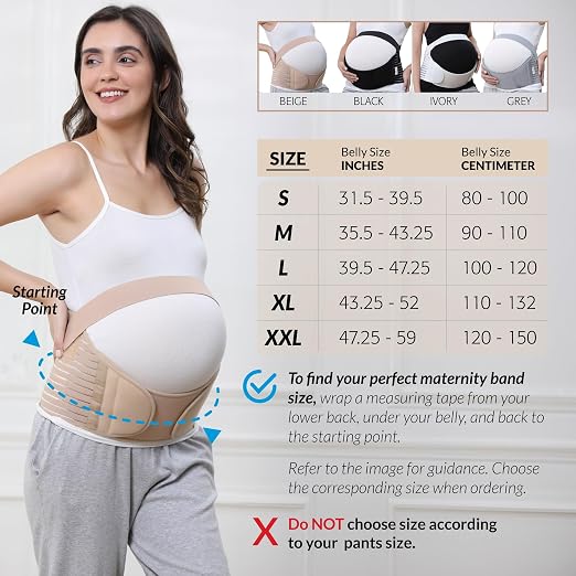 NeoTech Care Pregnancy Belly Band, Maternity Belt, for Pregnancy Belly Support, Back/Pelvic Support (Size XXL, Beige Color)