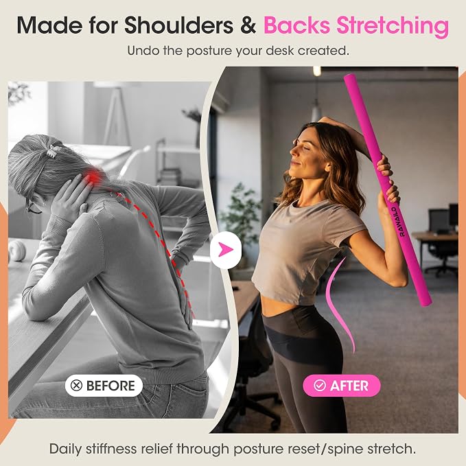 Yoga Stick, Upgraded 5ft Sturdy Steel Mobility Stick, Adjustable Exercise Equipment for Stretching, Flexibility & Balance, Physical Therapy & Posture Correction, Shoulder & Back Relaxation