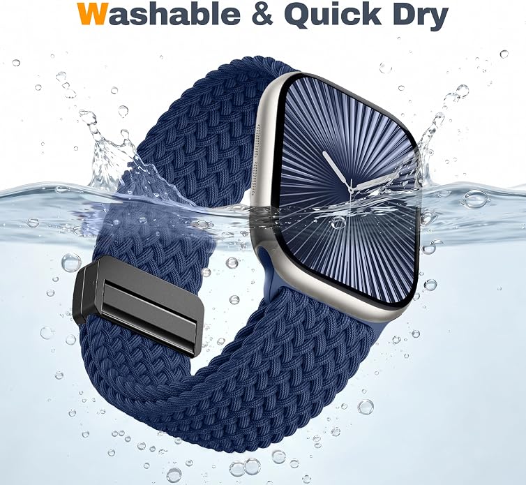 Laffav Braided Stretchy Band Compatible with Apple Watch Bands 42mm 40mm 41mm 38mm 44mm 45mm 46mm 49mm for Women Men, Magnetic Nylon Solo Loop Sport Strap for iWatch Series 11 10 9 8 7 6 5 4 SE Ultra