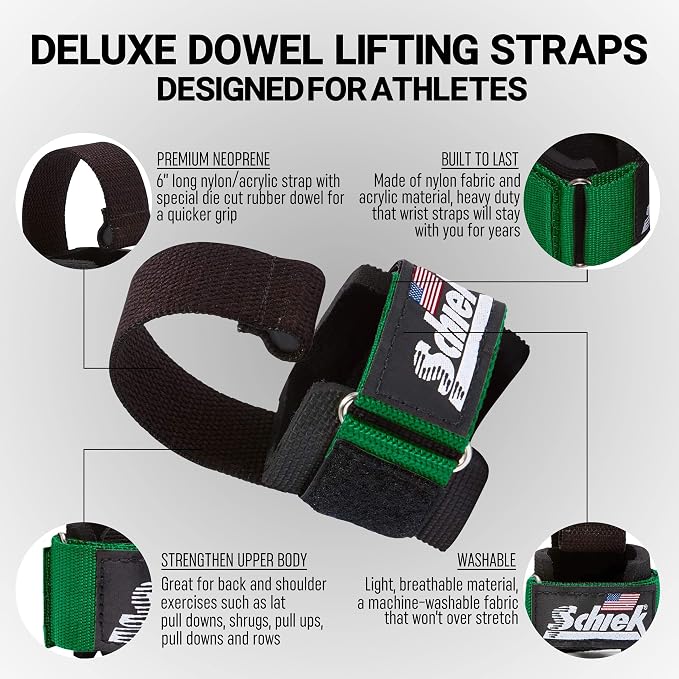 Schiek Sports Model 1000-DLS Deluxe Dowel Lifting Straps