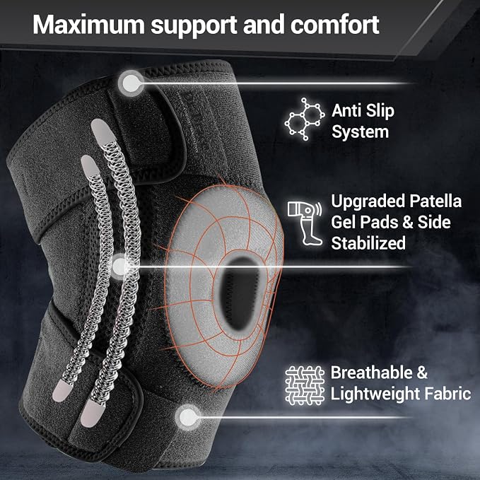 DR. BRACE ELITE Knee Brace with Side Stabilizers & Patella Gel Pads for Maximum Knee Pain Support and fast recovery for men and women-Please Check How To Size Video (Pluto, Small)