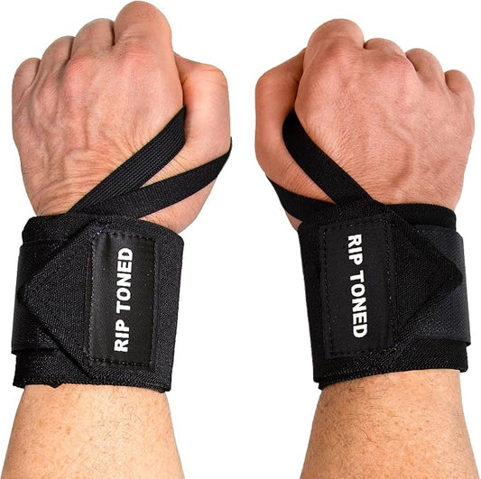 Rip Toned Wrist Wraps for Weightlifting – USPA & USAPL Approved – Stiff or Flex – 18" Gym Wrist Straps with Thumb Loop – Maximum Support for Men & Women