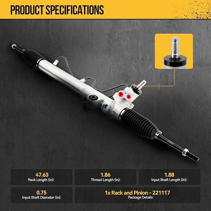 KAC Hydraulic Power Steering Rack and Pinion Assembly Compatible with Hummer 2006 2007 2008 H3 All Models Replace# 221117