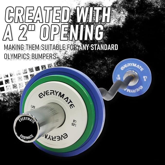 EVERYMATE Change Weight Plates 1.25LB 2.5LB 5LB Set Fractional Plate Olympic Bumper Plates for Cross Training Bumper Weight Plates Steel Insert Strength Training Weight Plates
