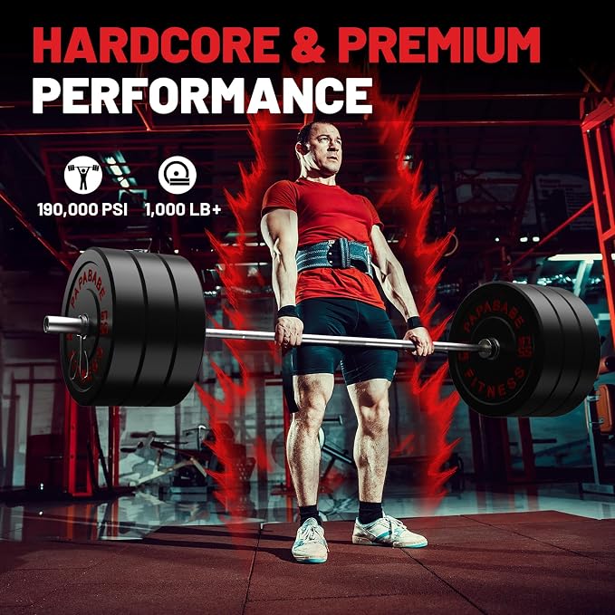 PAPABABE 7ft Barbell 45lb Olympic Barbell 1000/1500lbs Capacity Home Gym | 7ft 45lb 2" Olympic Barbell, 1000/1500lbs Capacity, Hybrid Needle Bearings & Bushings for Squat Curl Deadlift