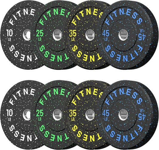 HANDBODE 2-Inch Weight Plates High Bounce, Olympic Bumper Plate Set 45/100/160/190/260/300lb, Colored Weight Plates Set for Home Gym, Barbell Weights Rubber Strength Training Plate for Weight Lifting