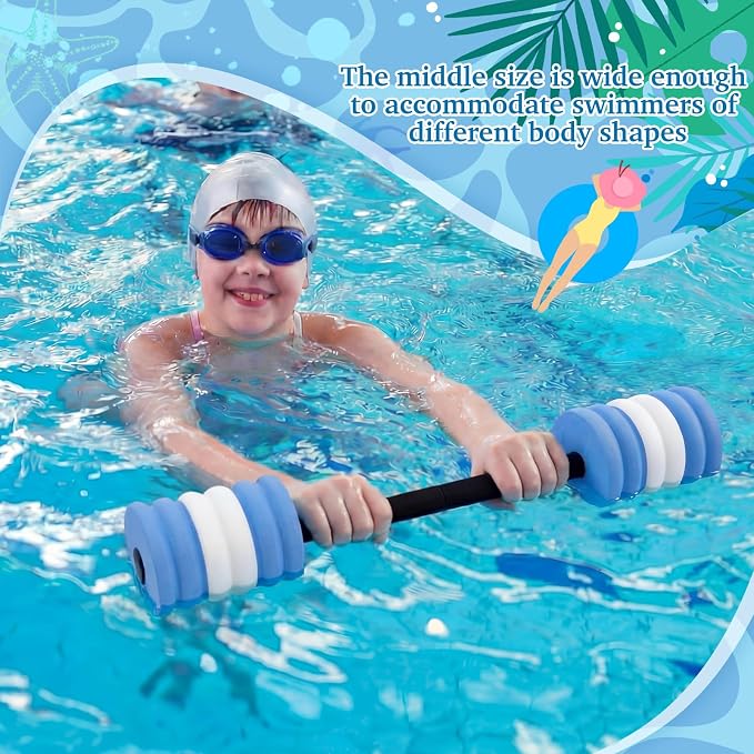 Soulchen Long Aquatic Exercise Dumbbells Pool Exercise Foam Water Weights Dumbbell Aquatic Pool Barbells with High Density EVA Foam for Swim Water Aerobics Workouts Loss