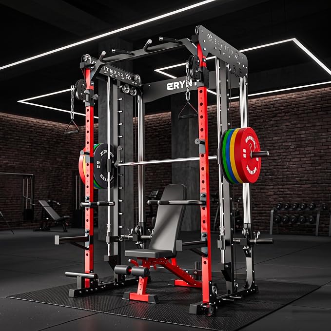 Power Rack, 2600 LBS Capacity Smith Machine for Home Gym Garage, All-in-One Power Cage with Cable Crossover, Heavy-Duty Squat Rack, 84'' Home Gym Equipment