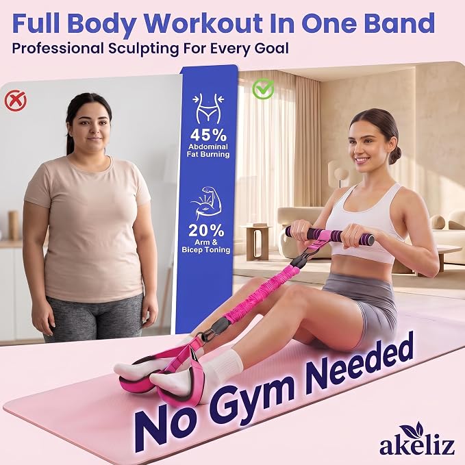 Pedal Resistance Band with Handle, 3 Tube Adjustable Foot Pedal Resistance Bands for Abs, Core, Arm, Leg, Sit Up Exercise Equipment for Women Men, Multifunction Tension Rope Home Workout