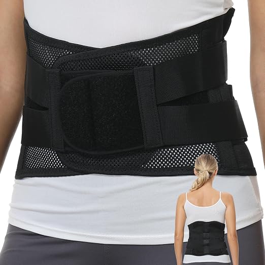 NeoTech Care Lower Back Brace for Women or Men, Lumbar Back Support Belt (Grey, Size XL)