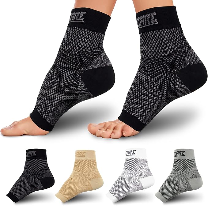 Compression Socks for Women & Men Open Toe (1 Pair) - Best Ankle Compression Sleeve for Swelling, Achilles Tendonitis, Heel Pain & Plantar Fasciitis Relief, Black, Small