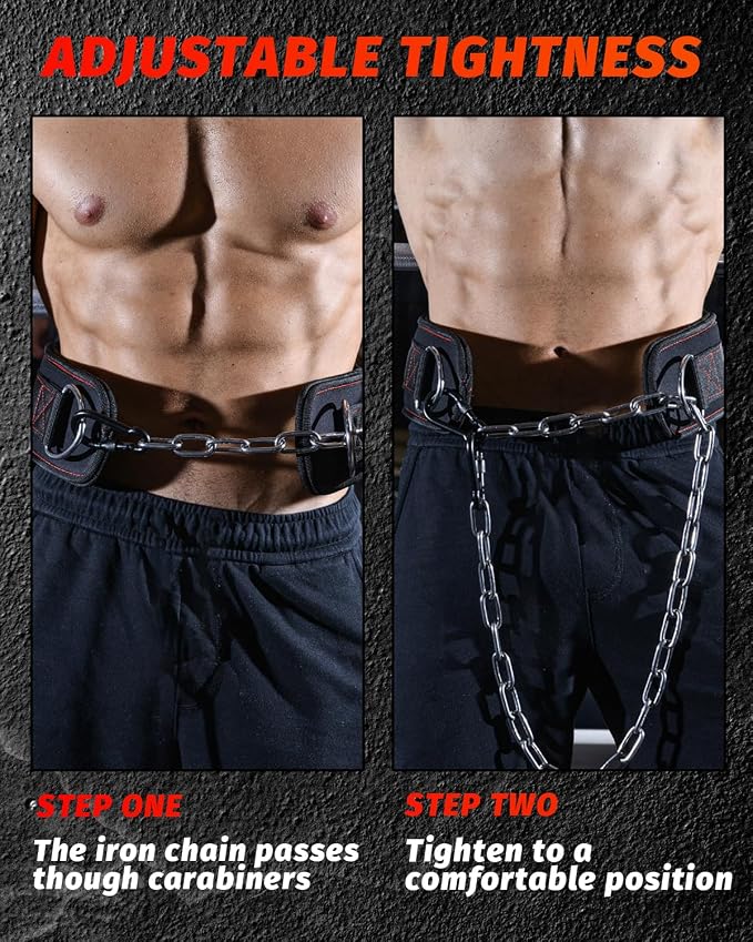 Dip belt With 37-40" Chain, 550lbs - 650lbs Weight Capacity, Weightlifting Belt for Dips and Pullups