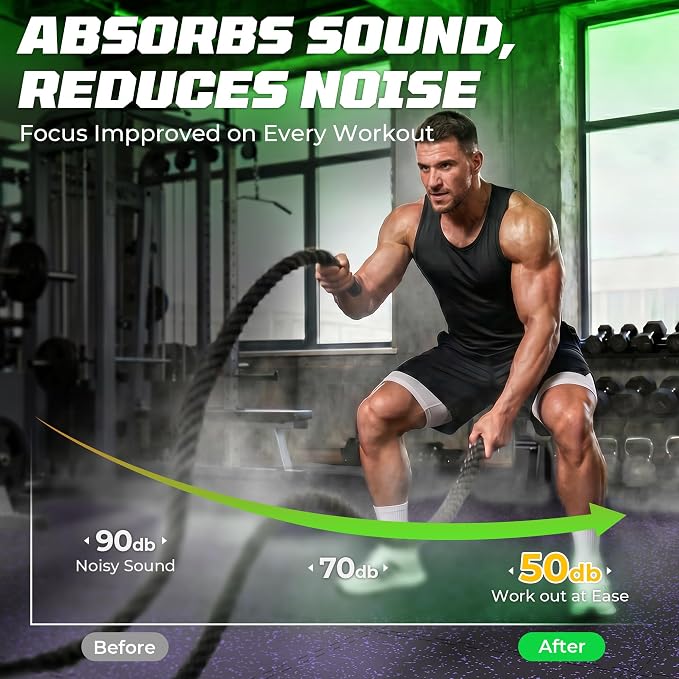 PRAISUN 0.56" Rubber Top Gym Flooring, Heavy Duty Interlocking Gym Mats for Home Gym, Non-Slip Workout Mat, 24 x 24in Large Gym Floor Mat, Protect Floors from Equipment, 48 Sq Ft, Black/Purple