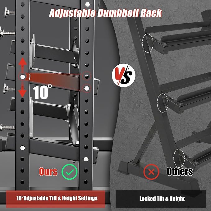 3-Tier Adjustable Dumbbell Rack, Heavy-Duty Weight Rack for Home Gym, Space-Saving Weight Storage Rack for Dumbbells, Kettlebells, Barbells & Plates (Rack Only)
