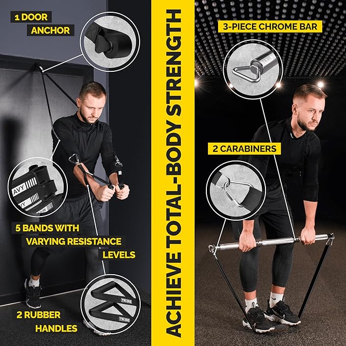 Long Resistance Bands Set, 5 Pull Up Assistance Bands for Working Out | 5 resistance levels, natural latex construction, exercise bands for strength training, stretching and physical therapy