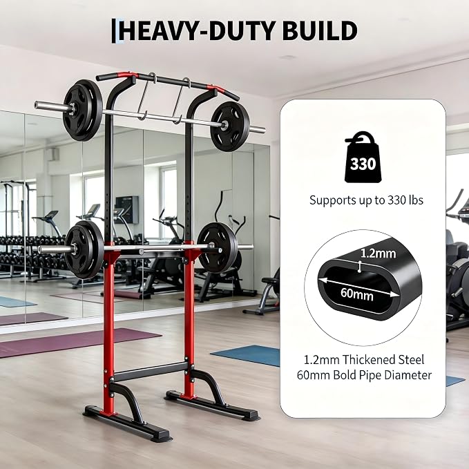 Pull Up Bar for Home Gym, Heavy Duty Dip Station with 330LBS Capacity, Multi-Function Pull Up & Dip Stand for Strength Training, Chin Ups Push Ups, 1.2mm Steel Tube