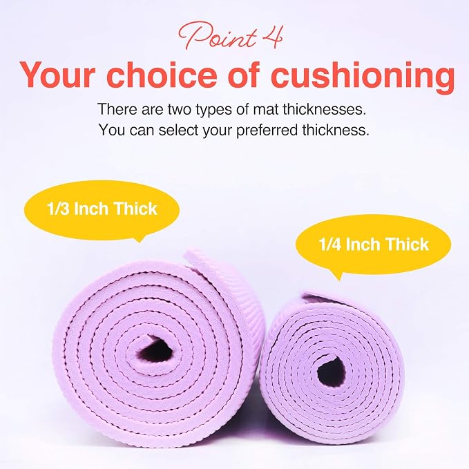 Primasole Yoga Mat with Carry Strap for Yoga Pilates Fitness and Floor Workout at Home and Gym Non-slip 9 colors