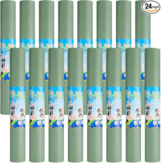 Funtery 3 mm Thin Yoga Mats Bulk, 68 x 24 Inches Lightweight PVC Exercise Mats Non Slip Workout Fitness Pads for Yoga Pilates Stretching Classes Gym Home Studio