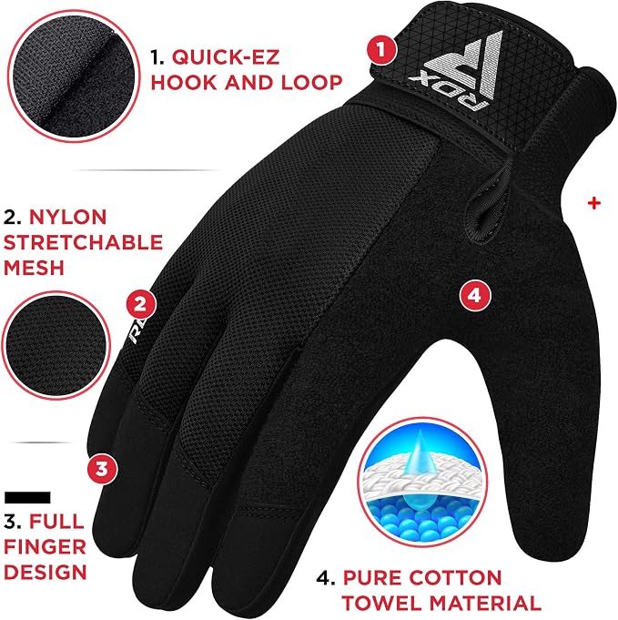 RDX Weight Lifting Gloves Gym Workout, Full Finger Touch Screen, Breathable Anti Slip Padded Palm Protection, Fitness Strength Training Powerlifting HIIT WOD Exercise, Men Women Home Gym Cycling