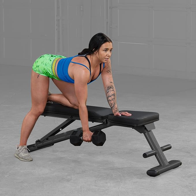 Body-Solid (GFID225B) Adjustable Weight Bench for Full Body Workout, 7-Position Easy Ladder Adjustment, No Assembly Required, with Incline, Decline & Flat Settings, Black | 7-Position Easy Ladder Adjustment. No Assembly Required. Includes Incline. Decl...