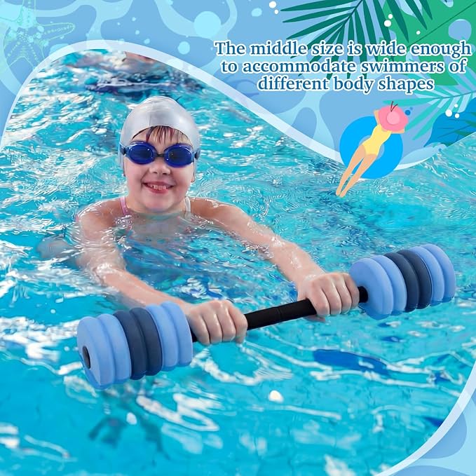 Soulchen Long Aquatic Exercise Dumbbells Pool Exercise Foam Water Weights Dumbbell Aquatic Pool Barbells with High Density EVA Foam for Swim Water Aerobics Workouts Loss