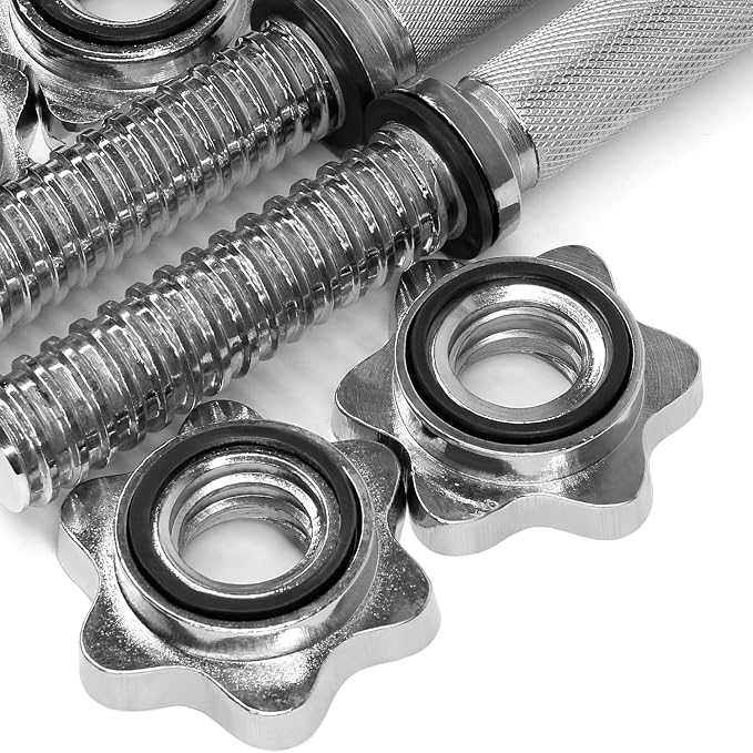 Yes4All Threaded Dumbbell Handles, Adjustable Dumbbell Bar Pair, 14/16/18/24-Inch Sizes, Fits 1" or 1.15" Plates, Non-Slip Grip, Secure Star-Lock Collars