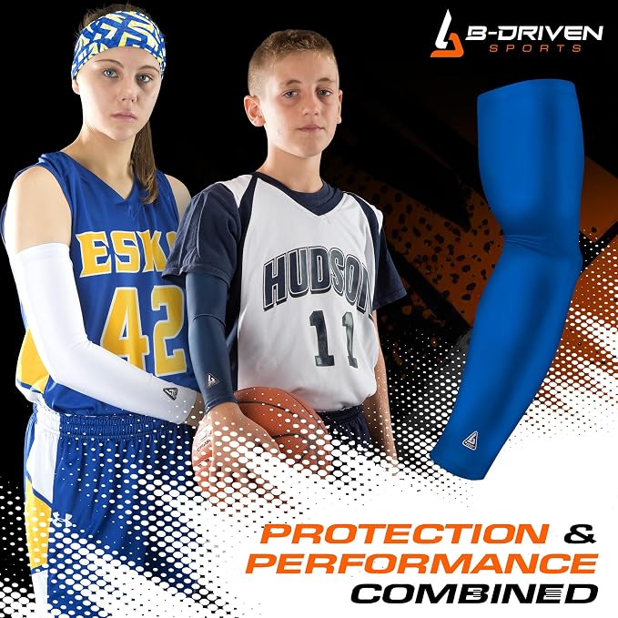 Pro-Fit Compression Arm Sleeve for Men, Women & Youth, Volleyball Baseball Basketball Weightlifting - Single