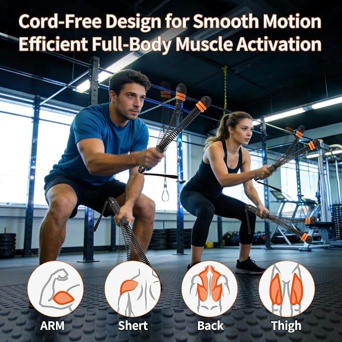 Ropeless Battle Rope, Portable Adjustable Strength Training for Home Gym | Quiet Apartment Friendly, Upgraded Cordless Heavy-Duty Weighted, Full Body HIIT Workout with Storage Bag for Men and Women