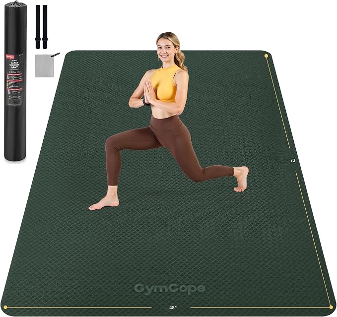 Extra Large Yoga Mat – 72"x48" or 78"x57", 1/4"–1/2" Thick Mat for Women & Men, TPE Non-Slip Pilates Mat for Home Gym, Yoga, Stretching, Meditation