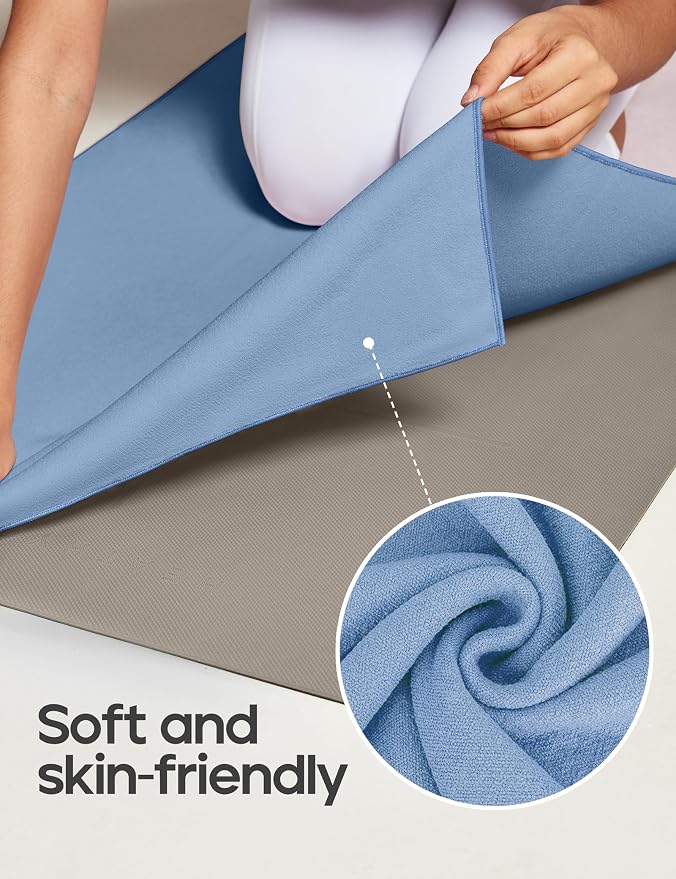 Heathyoga Yoga Mat Towel Non Slip for Hot Yoga Towel with Silicone Grip & Free Spray Bottle, 72"X26" Extra Large Microfiber Yoga Towel for Bikram, Pilates, Fitness