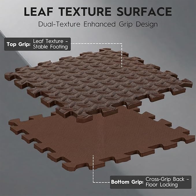 18pcs Puzzle Exercise Mat, 12.6"x12.6"x0.4", 18sqft EVA Interlocking Foam Floor Tiles, Protective, Water-Resistant Flooring for Home Gym & Workout Equipment