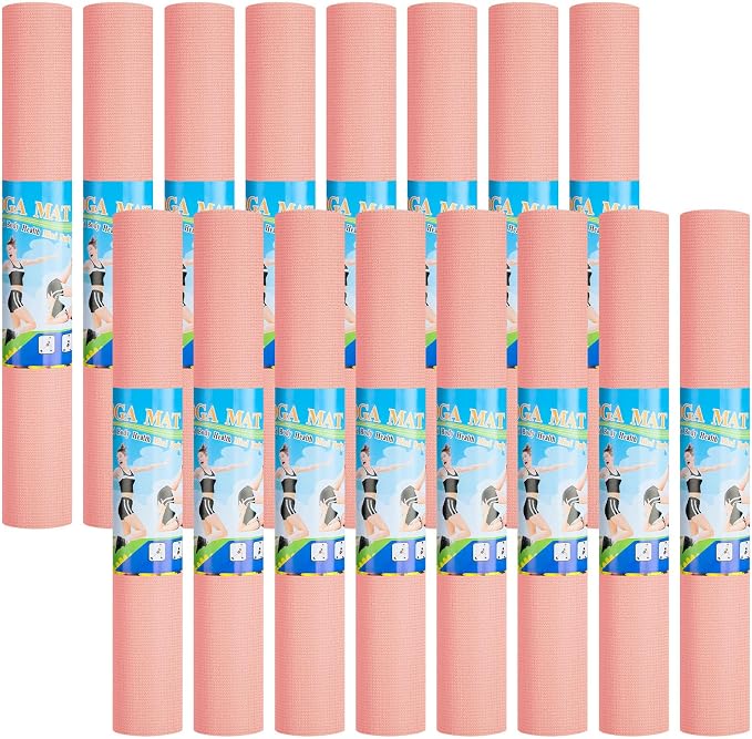 Funtery 3 mm Thin Yoga Mats Bulk, 68 x 24 Inches Lightweight PVC Exercise Mats Non Slip Workout Fitness Pads for Yoga Pilates Stretching Classes Gym Home Studio