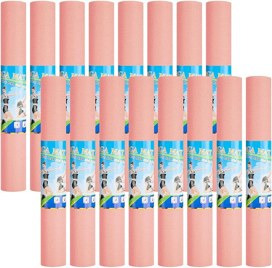 Funtery 3 mm Thin Yoga Mats Bulk, 68 x 24 Inches Lightweight PVC Exercise Mats Non Slip Workout Fitness Pads for Yoga Pilates Stretching Classes Gym Home Studio