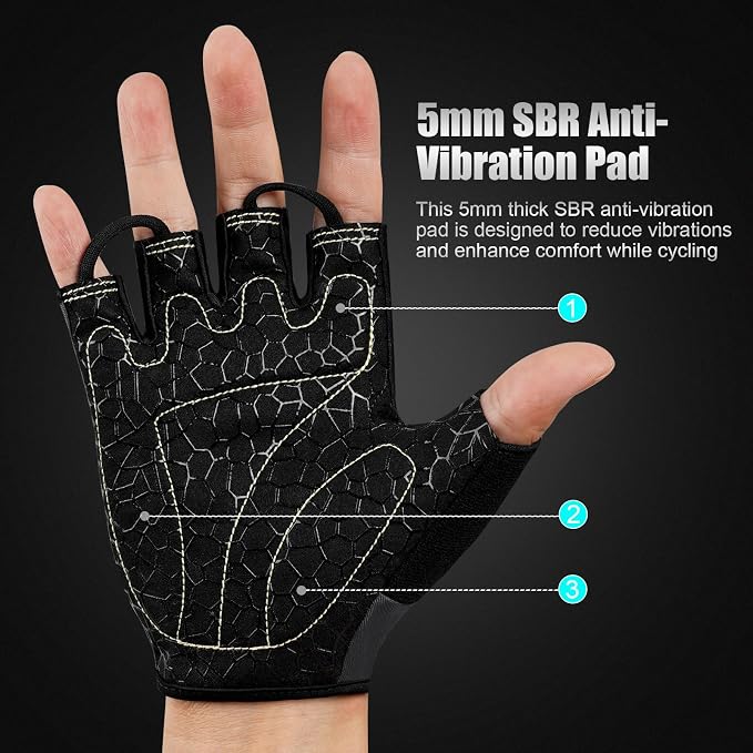Cycling Gloves Bike Gloves for Men/Women Half Finger Biking Gloves Exercise Workout Gloves Suitable for Outdoor Sports, Gym, Weight Lifting, Rowing and Motorcycle