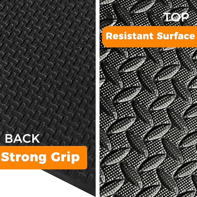 4x6ft Gym Floor Mat 10mm Thick - Large TPE/NPE Foam Workout Mat for Home Gym, Garage Floor, Yoga & Exercise - Non-Slip Eco-Friendly Fitness Mat (Black)
